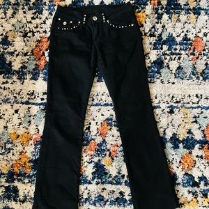 Miss Chic Rhinestone Black Jeans